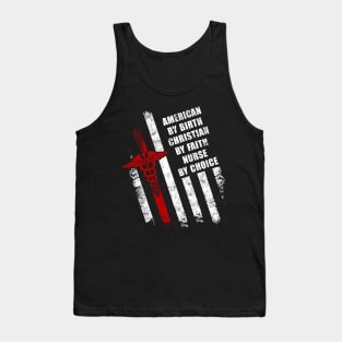 American By Birth Christian By Faith Nurse Tank Top